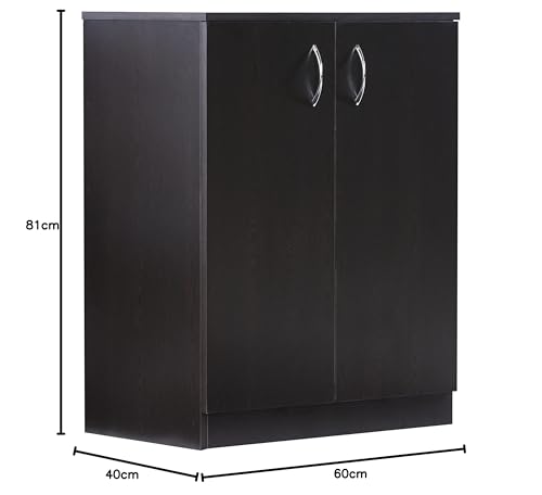 Image of DeckUp Apollo 2-Door Engineered Wood Shoe Rack, Shoe Cabinet And Shoe Stand (Dark Wenge, Matte Finish), 40 x 61 x 91.5 Cm