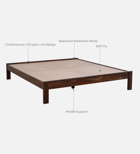 Image of Solid Sheesham Wood Queen Size Bed | Without Storagr Queen Size Bed | Living Room Bed Room Furniture | Bedroom Furniture | Office Furniture | Brown Colour |