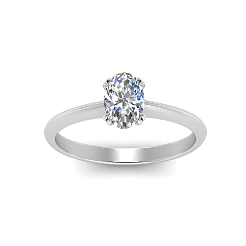 Bague Solitaire en Diamant Conique Ovale et Argent Sterling pour Femme de Taille 47 à 70