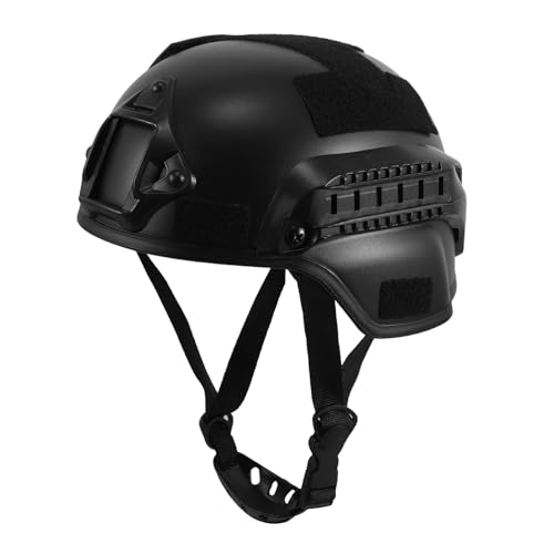 Totority Fast Helmet Black – Lightweight Adjustable Plastic Cosplay Helmet with Chin Strap for Outdoor, Paintball Role Play Gear