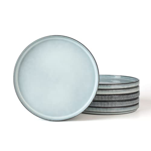 famiware Star Salad Plates for 6, 8 inches Plate Set, Stoneware Dinnerware, Small Dinner Plates for Dessert, Salad, Appetizer, Smoky Blue famiware Star Salad Plates for 6, 8 inches Plate Set, Stoneware Dinnerware, Small Dinner Plates for Dessert, Salad, Appetizer, Smoky Blue