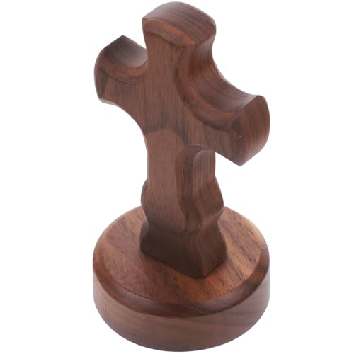 Artibetter Stehendes Holzkreuz: Handgefertigtes Christliches Tischkreuz, Religiöses Erinnerungsstück, Geschenk für Ostern, Kirche, Gebet, Zuhause, Tischdekoration (braun)