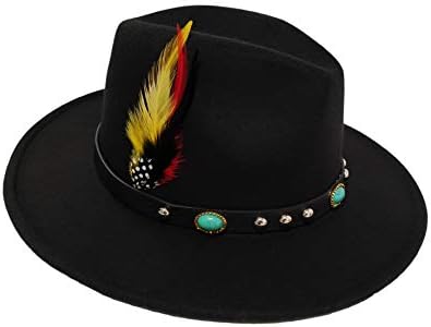 ashy drongo Black Fedora Hats for Women with Feather Women Fedora Crushable Size Adjustable