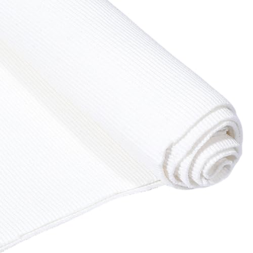 PH PandaHall White Ribbing Fabric for Cuffs Knitted Rib Fabric 47.2x19.6 Inch Elastic Ribbed Fabrics Stretchy Waistband Fabrics for Sewing Material Clothing Collar Hoodies Neckbands Jacket