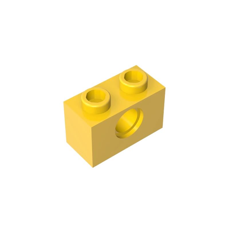 Gobricks 3700 Technology Brick Technic Brick 1x2 [1 Hole] 50 Pieces GDS-623 Compatible with Lego Building Blocks Color:Yellow — image 1