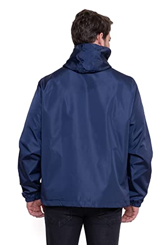 Jaqueta Corta Vento com Capuz e Revestimento Interno, Masculina (M, Azul-marinho)