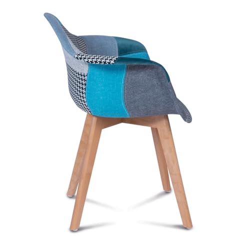 Lot 2 chaises SARA scandinaves patchwork bleu IDMarket