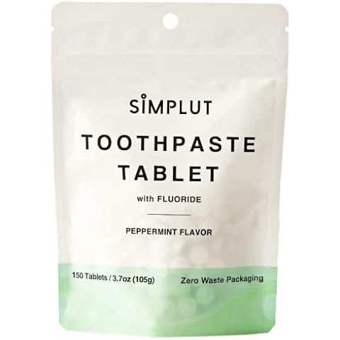 Chewable Toothpaste Tablets with Fluoride, 150 Pack - Travel Sized Oral Care, Eco Friendly Vegan Dental Tabs for Brushing - All Natural, SLS Free Ingredients for Adults - Peppermint Flavored Cover