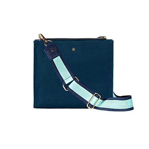 Erin Condren Crossbody Bag - Peacock Canvas with Sapphire Austauschbarer Gurt Cover