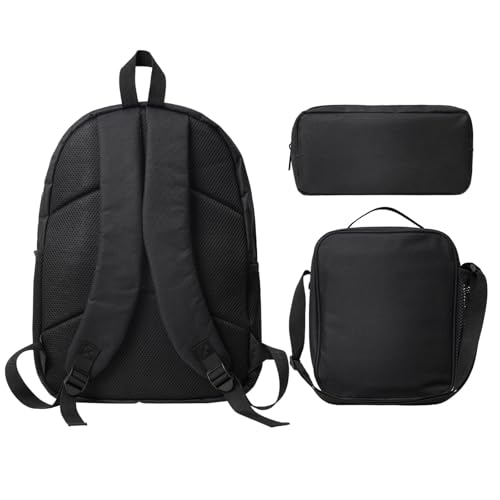 Purple Butterfly and Flowers print Backpack Bookbag for Daily Use,3 Pcs Backpack Set with Lunch Box and Pencil Case3