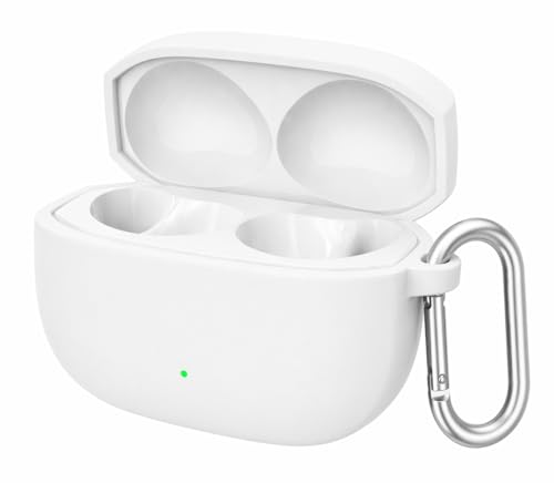 Image of Silicone Case for OnePlus Nord Buds 4 Pro TWS Earbuds, Shockproof Cover with Heavy Duty Carabiner, LED Visible (White)