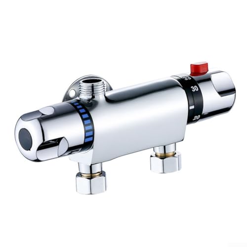 Chrome Thermostatic Shower Mixer, Wall Mounted Thermostatic Shower Mixer Valve, 38°C Anti Scald Shower Bar Mixer Valve, Hot Cold Water Mixer Shower Bar Constant Temperature Control