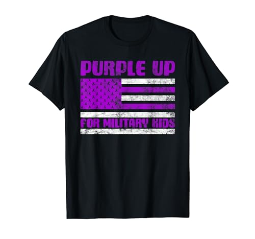 Purple Up For Military Kids USA Flag Military Child Month Camiseta