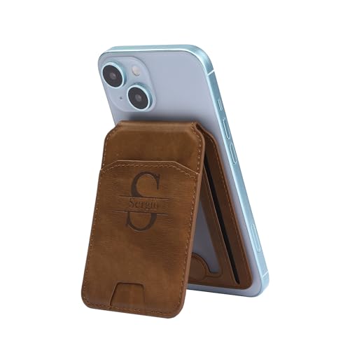 Portefeuille de téléphone personnalisé contre la perte de vos cartes en cuir marron