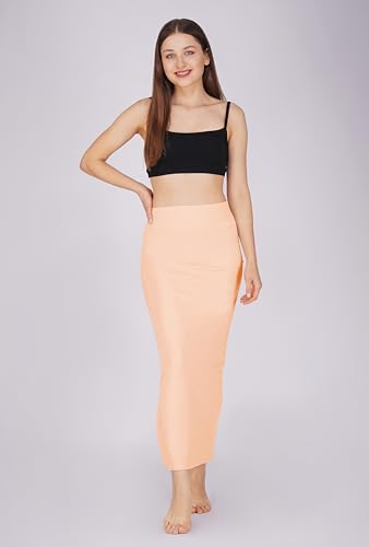 Sunehla Deal Saree Shapewear Petticoat for Women | Spandex Skirt with Side Slit (Peach, Small) — view 2