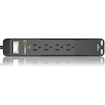 TrickleStar TS1206 4 Outlet PRO Series Surge Protector with 2 USB Charging Ports, 1080 Joules, Ceramic, Fireproof Surge Protection, Reduce Plug-Load