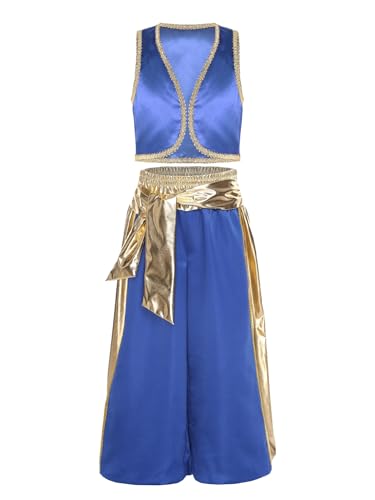 Costume de voleur et prince arabe pour garçon avec pantalon d'Aladin bleu roi