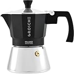 GROSCHE Milano Induction Stovetop Espresso Maker Moka Pot for Greca, Induction, Electric & Gas Stoves, Dishwasher Safe Stovetop Espresso Maker, Canadian Brand! | 3 Espresso Cup, Black