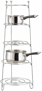 tradefirst 5 Tier Silver Pan Rack, Pan Stand For Saucepans, Pan Organizer, Display Shelf Storage Kitchen Free Standing, Stainless Steel Pot Holders _(80cm x28cm) Silver