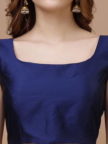Image of Womanista Women's Taffeta Solid Sleeveless Readymade Saree Blouse for Women Stylish