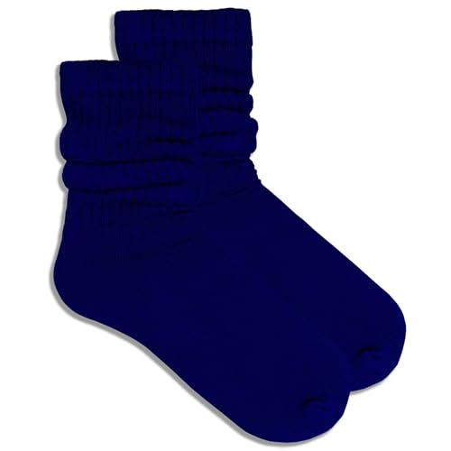 Image of COUVER Womens Scrunched Slouch Socks Soft Cotton Breathable Retro Crew or Knee High, Multiple Colors