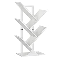 HOOBRO Tree Book Shelf 71 cm, 4-Tier Small Bookcase, Floor Free Standing Bookshelf, Desktop Bookcase, Display Book Magazine CDs Rack, White EWT04SJ01G1