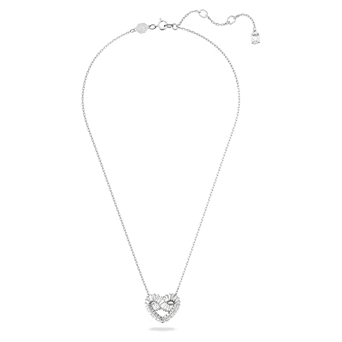 Swarovski Matrix Pendant Necklace, Woven Heart-Shaped Motif With Clear Crystals On A Rhodium Finished Setting, Part Of The Matrix Collection #TOP1