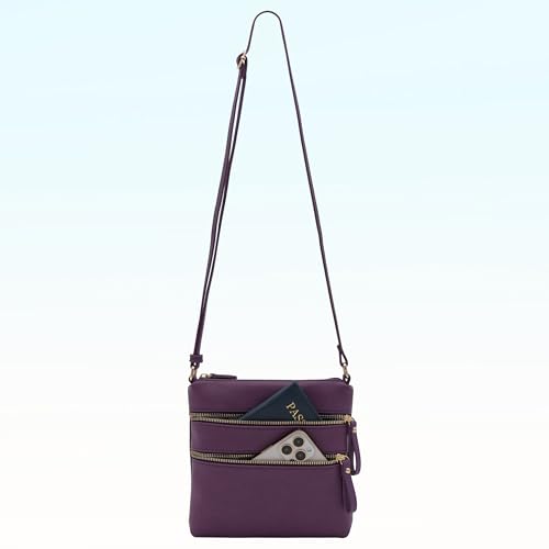 Image of Solene Small Multi Zipper Pocket Crossbody Bag with Adjustable Strap, Lightweight Travel Purse, Daily Small Messenger Pouch