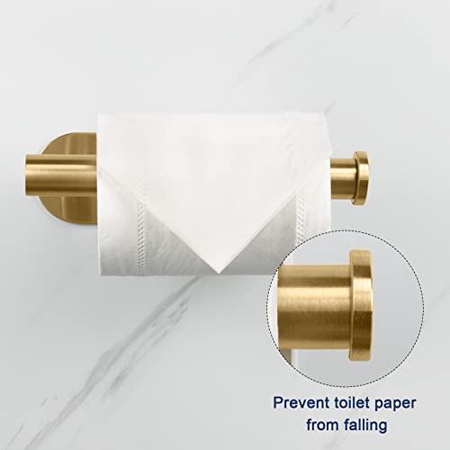 NearMoon Toilet Paper Holder Self Adhesive, Premium Thicken SUS304 Stainless Steel Rustproof Adhesive Toilet Roll Holder no Drilling for Bathroom, Kitchen, Washroom (2 Pack, Brushed Gold) by NearMoon - Image 3