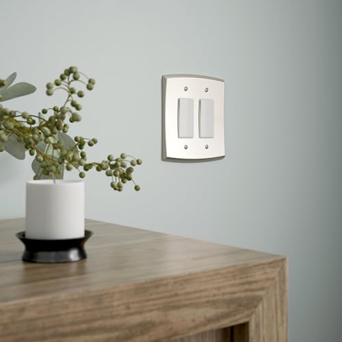 Franklin Brass Soft Arch (3-Pack) Decorative Light Switch Cover Satin Nickel 2-Gang Oversized Decorator/Rocker Wall Plate Double Switch Plate Cover Electrical Outlet Covers W35898K-SN-CP by Franklin Brass - Image 3