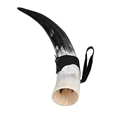 NIYANGLE Copa de Cuerno Vikingo para Beber de Vaca Natural 36-40 Cm, Vaso Grande para Cerveza y Vino, Taza Decorativa Vintage para Camping y Eventos al Aire Libre