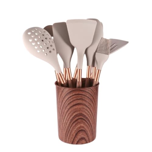 Rhljgbs キッチンツールセット キッチンセット シリコン スパチュラ 料理セット キッチン用品 セット 調理器具 製菓器具 台所用品 耐熱 耐久性 抗菌 傷つかない 食洗機対応 収納スタンド付き料理器具 一人暮らし (ストレージバケットセット)