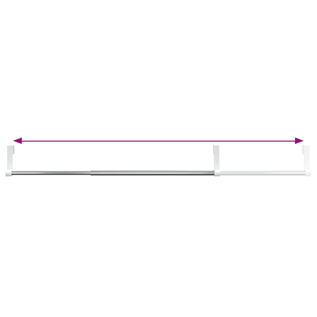 Lot de 2 tringles à rideaux télescopiques en aluminium avec crochets pour décoration de fenêtre, brise-vue, protection solaire pour salon, salle de bain, cuisine - Blanc et argenté - Réglable