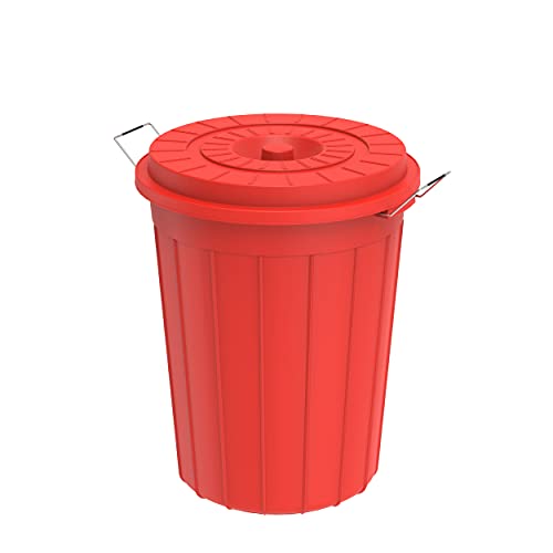 Cosmoplast 70L Round Plastic Drum with Lid, Red