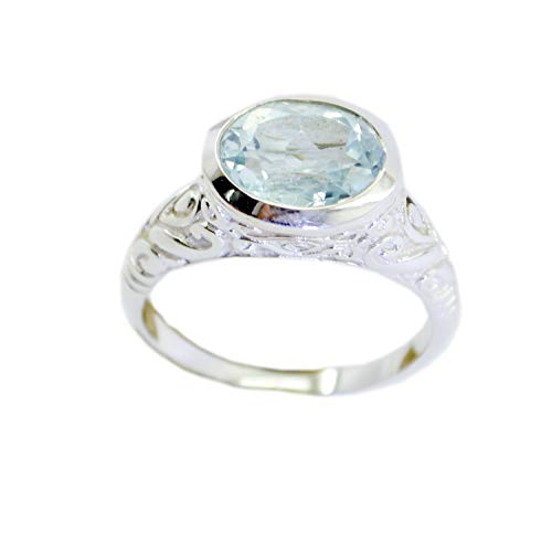 Bague en argent 925 topaze bleue naturelle anti-ternissement et hypoallergénique