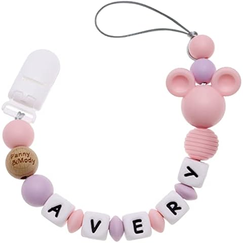 Panny & Mody Personalized Stroller Toy Clip with Name (Light Pink) Cover