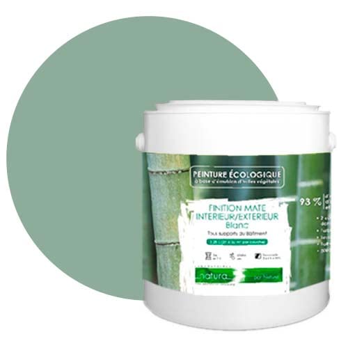 BOX DECO COULEURS Peinture naturelle écologique intérieur extérieur aspect mat Natura - 2.5L / 33m² [Classe énergétique A+], Vert Sauge Cover