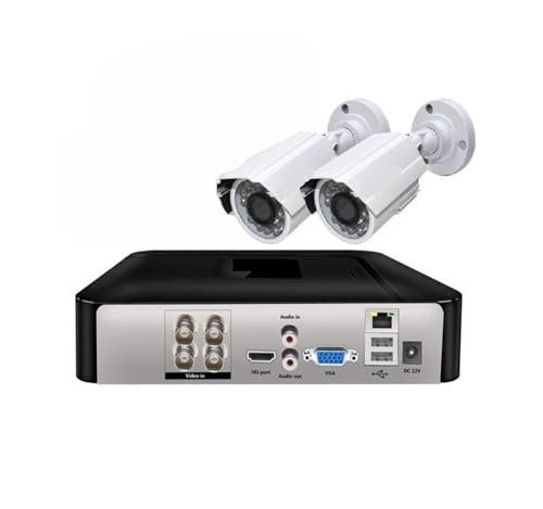 Kit telecamera di sorveglianza Full HD 4CH 1080P Cavo AHD DVR 18M con visione notturna a infrarossi HD Set di telecamere di sicurezza Cctv con allarme impermeabile Per esterni(1T,4CH 2PCS 1080P)