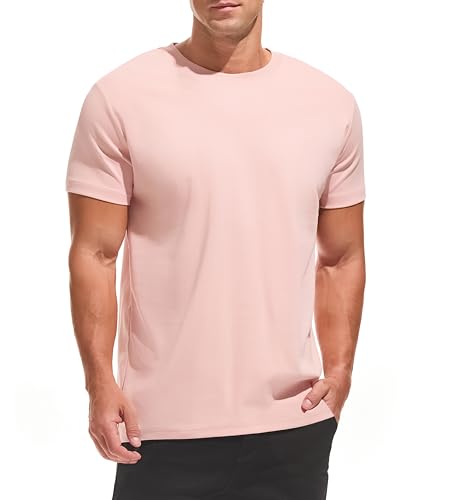 Men's Heavyweight T-Shirts 220GSM,Cotton t Shirt Plain Crew Neck Short Sleeve Tees for Gym Workout & Casual Wear