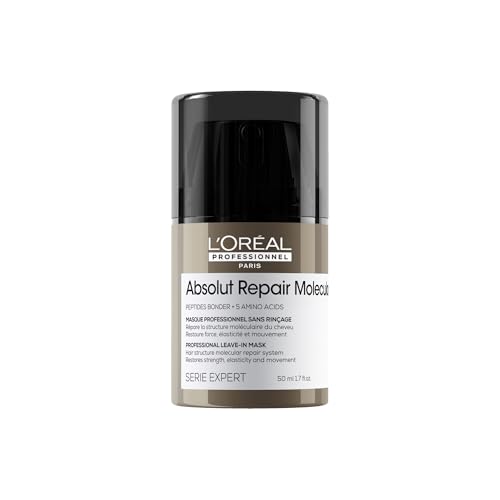 L'Oréal Professionnel Paris, Crema Senza Risciacquo per Tutti i Tipi di Capelli Danneggiati, Struttura Capillare Rinforzata, Capelli Visibilmente Riparati, Absolut Repair Molecular, 50ml