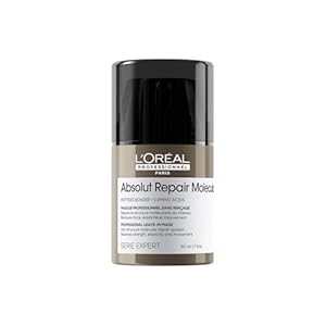 LâOréal Professionnel, Mascarilla Reparadora Sin Aclarado, Textura Crema y Termoprotección, Repara Daños, Fortalece y Nutre, Fórmula Patentada, Para Cabello Dañado, Absolut Repair Molecular, 50ml