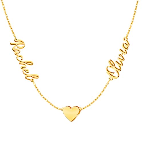 Kiddo Sky Collier Prénom Personnalisé avec Chaîne Gourmette, Plaqué Or 18 Carats Fait à la...