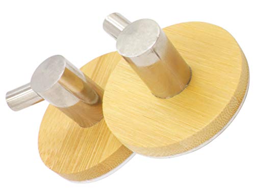 Lby Adhesive Hooks, Wall Coat Hooks With Wooden Bamboo Base, Super Power Heavy Duty Wall Mount Hooks, Bamboo Hanger Holder Towel, Kitchen, Bathroom (4-Pack) #TOP1