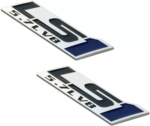 Image of 2pcs LS1 5.7 L V8 Engine Door Trunk Badge 3D Emblem Nameplate Sticker (Silver Blue)