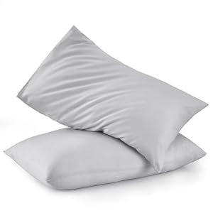 TILLYOU Toddler Pillowcase 2 Pack with Envelope Closure,13″ x 18″ Silky Soft Microfiber Travel Kids Pillow Cases for Boys and Girls,Gray