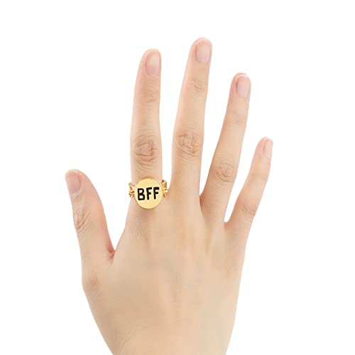 Akedimo Bff Ring For Teen Cute Anime Aesthetic Couple Opening Ring For Women Girls Jewelry Close Friend Gift (2) #TOP1