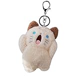 HSYHERE Men Women Creative Super Cute Funny Novelty Screaming Animal Cat Rabbit Bear Dog Keychain Keyrings, Soft Car Key Chain Key Ring Bag Pendant Decoration Doll Key Holder Strap -Cat