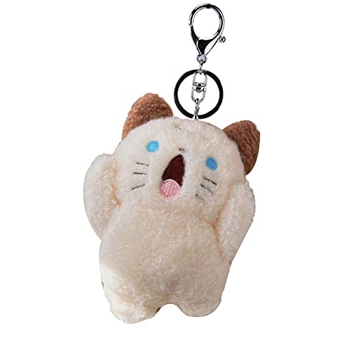 HSYHERE Men Women Creative Super Cute Funny Novelty Screaming Animal Cat Rabbit Bear Dog Keychain Keyrings, Soft Car Key Chain Key Ring Bag Pendant Decoration Doll Key Holder Strap -Cat