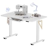 FLEXISPOT Electric Adjustable Workbench, 48x30 Inches Ergonomic Worktable with Drawer for Garage, Workshop, Office and Home, Spacious Desktop for Woodworking Sewing and Crafts, White