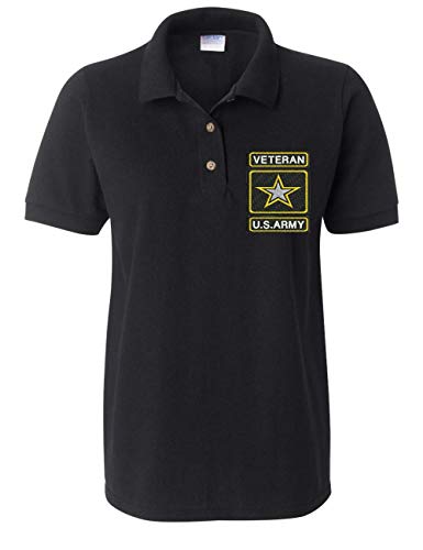 ALLNTRENDS Women's Polo T Shirt USA Veteran Army Embroidered Military